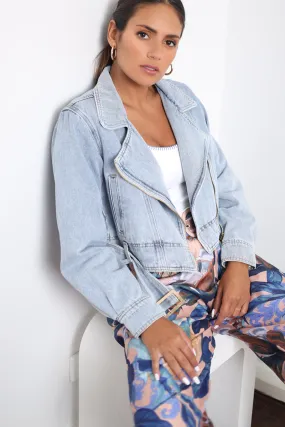 REALXED BIKER DENIM JACKET