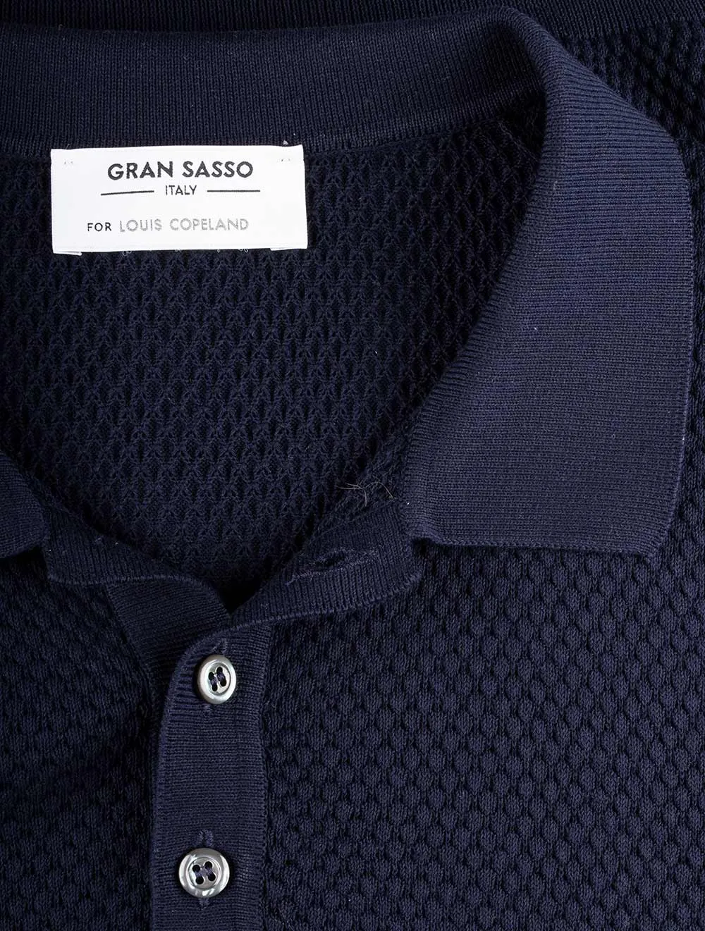 Ribbed Short Sleeve Polo Navy