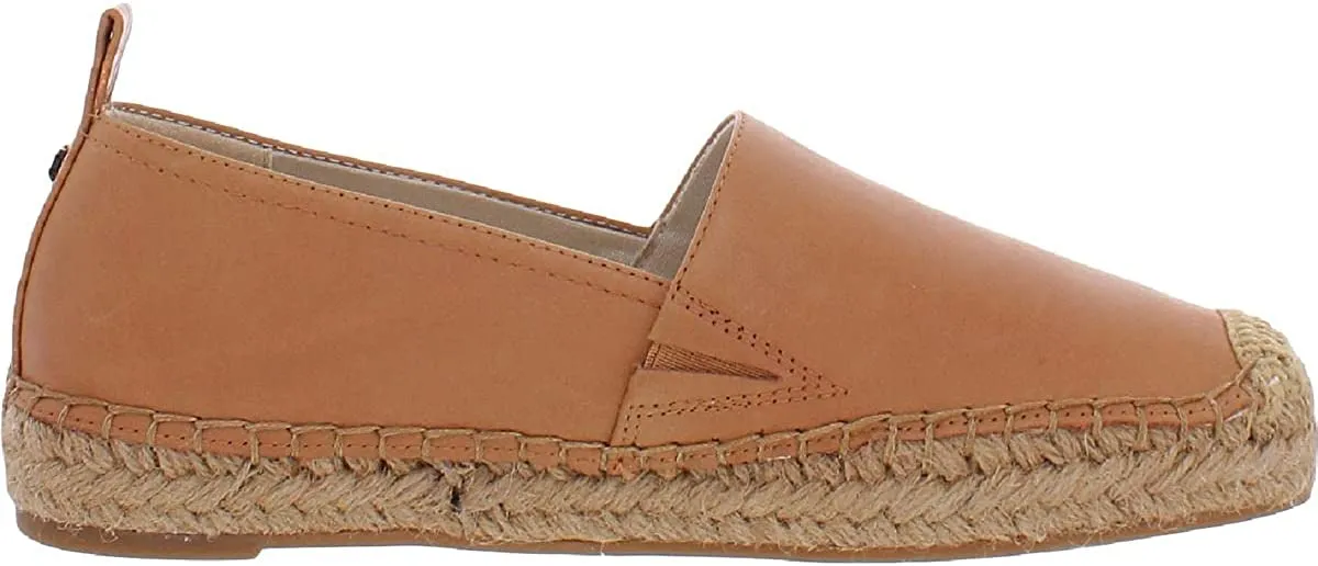 Sam Edelman Kenley Cuoio Brown Leather Rounded Toe Slip On Espadrilles Flats