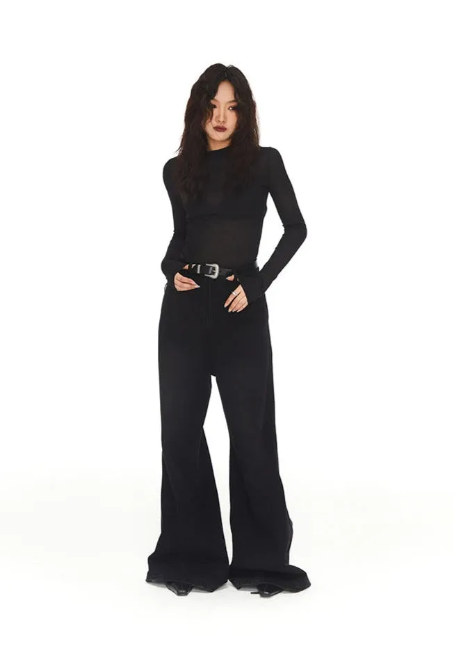 Skinny Semi High Neck Translucent Top