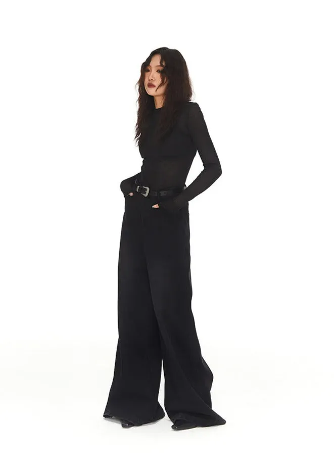 Skinny Semi High Neck Translucent Top