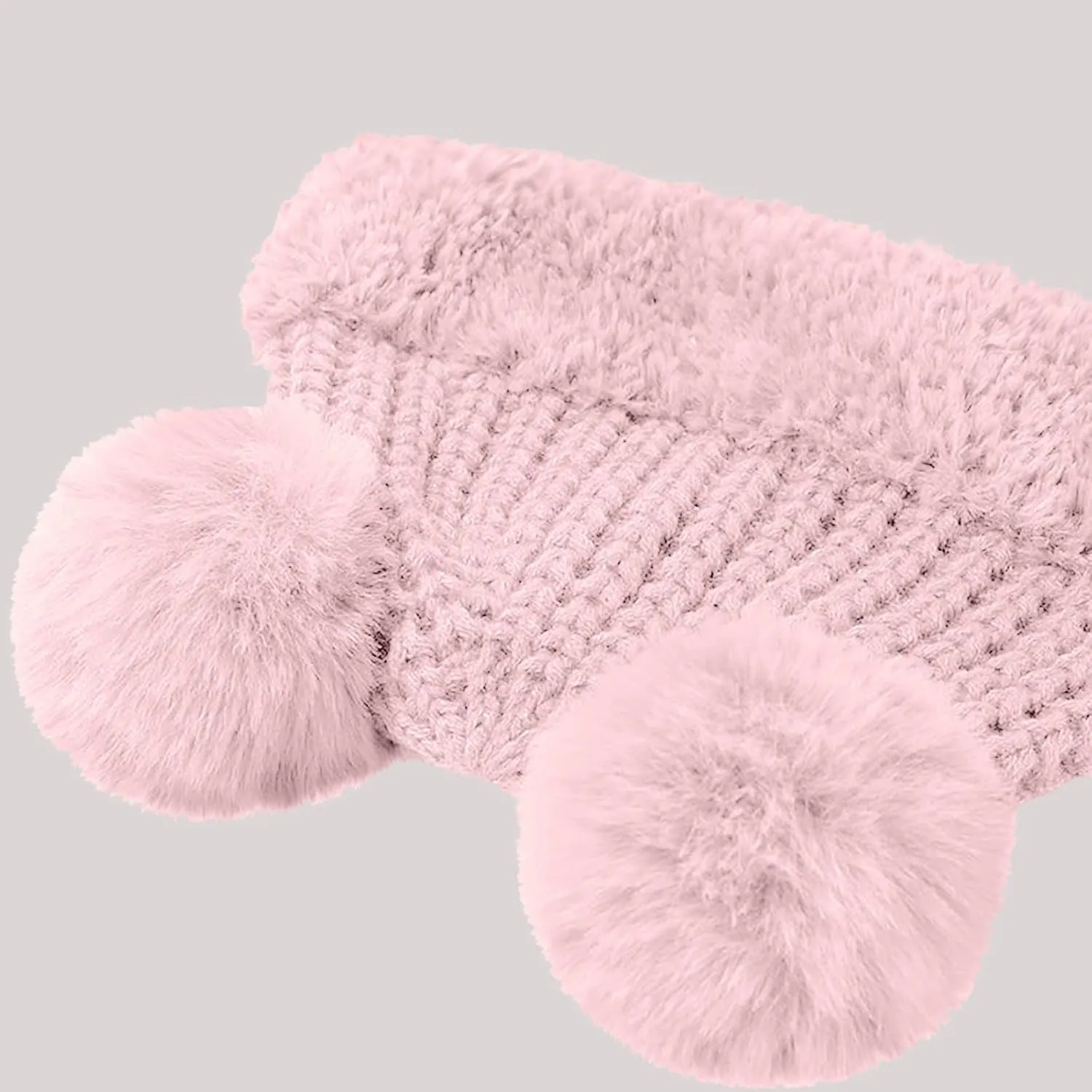 Slouchy Beanie Hats Women Fleece Chunky Knitted Fashion Outdoor Thicken Winter Hats Skull Ski Cap with Faux Fur Pom Pom