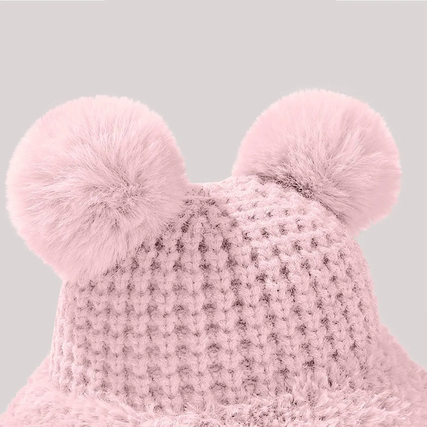 Slouchy Beanie Hats Women Fleece Chunky Knitted Fashion Outdoor Thicken Winter Hats Skull Ski Cap with Faux Fur Pom Pom