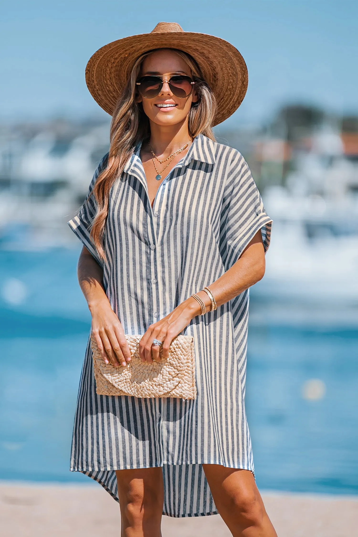 Striped Mini Shirt Dress