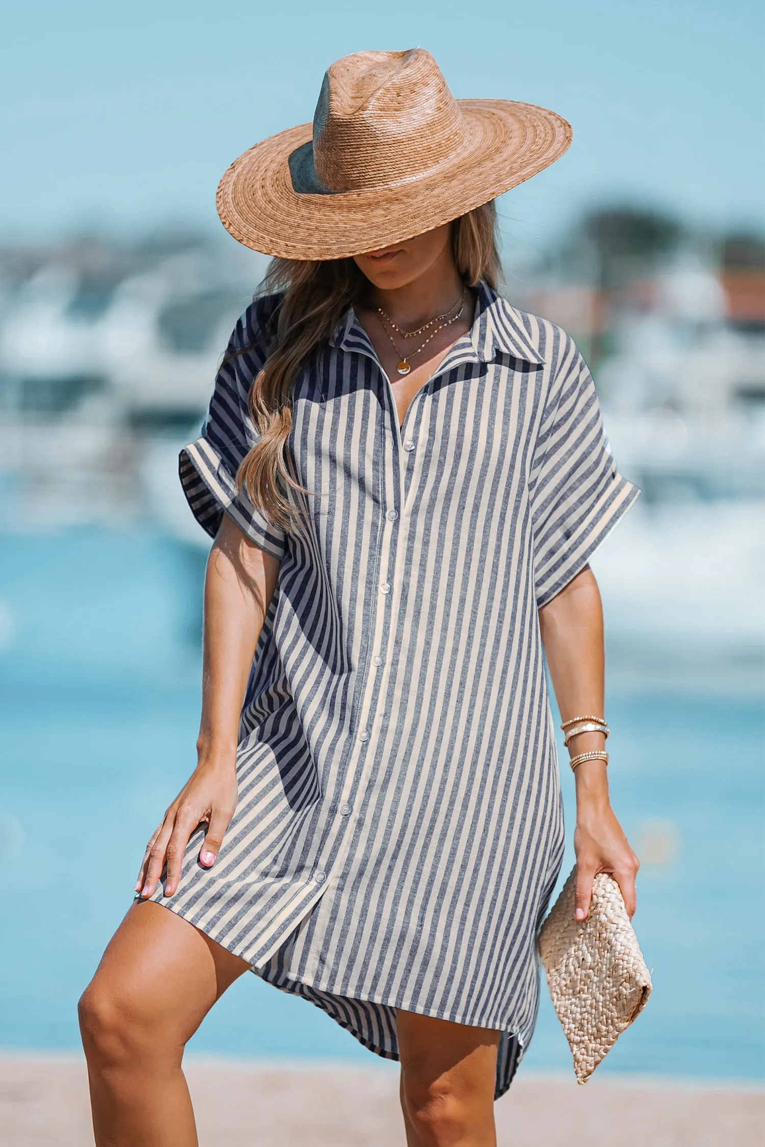 Striped Mini Shirt Dress