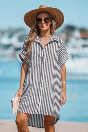 Striped Mini Shirt Dress