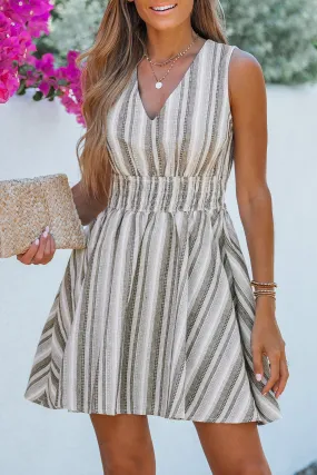 Striped Smocked Fit & Flare Dress