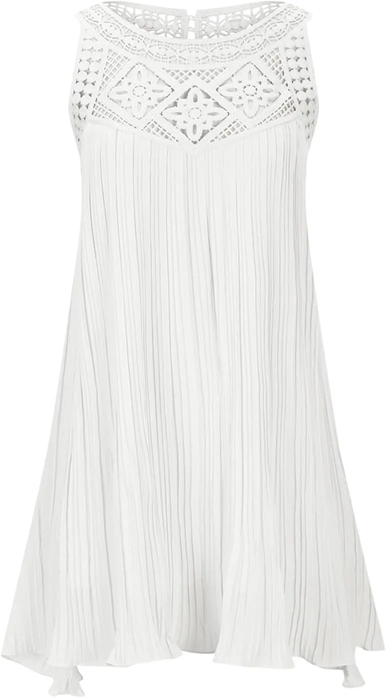 Summer Dresses for Women 2025 Loose Crew Neck Sleeveless Casual Sundress Fashion Vacation Solid Color Beach Dress