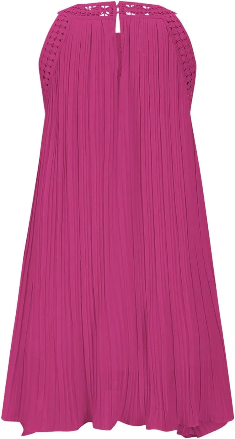 Summer Dresses for Women 2025 Loose Crew Neck Sleeveless Casual Sundress Fashion Vacation Solid Color Beach Dress