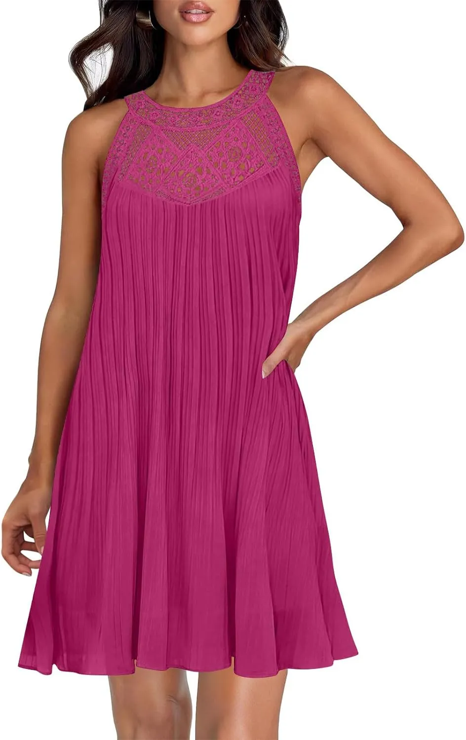 Summer Dresses for Women 2025 Loose Crew Neck Sleeveless Casual Sundress Fashion Vacation Solid Color Beach Dress