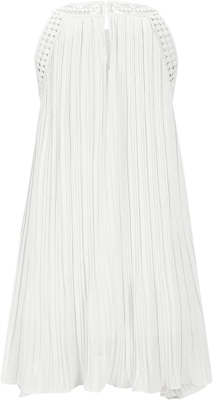 Summer Dresses for Women 2025 Loose Crew Neck Sleeveless Casual Sundress Fashion Vacation Solid Color Beach Dress