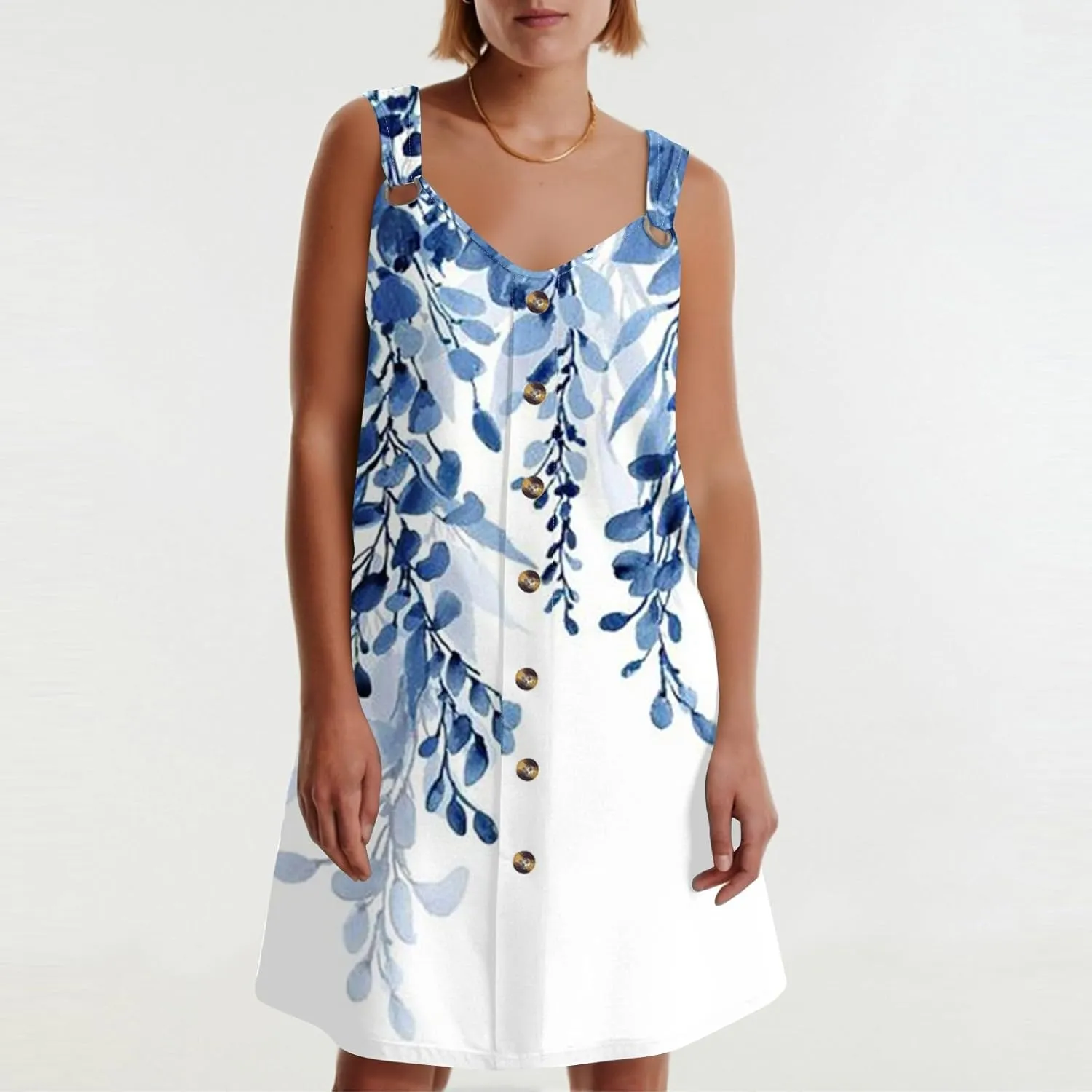 Summer Dresses for Women 2025 Sleeveless Beach Vacation Dress Casual V Neck Sundress Loose Tank Dress with Pockets