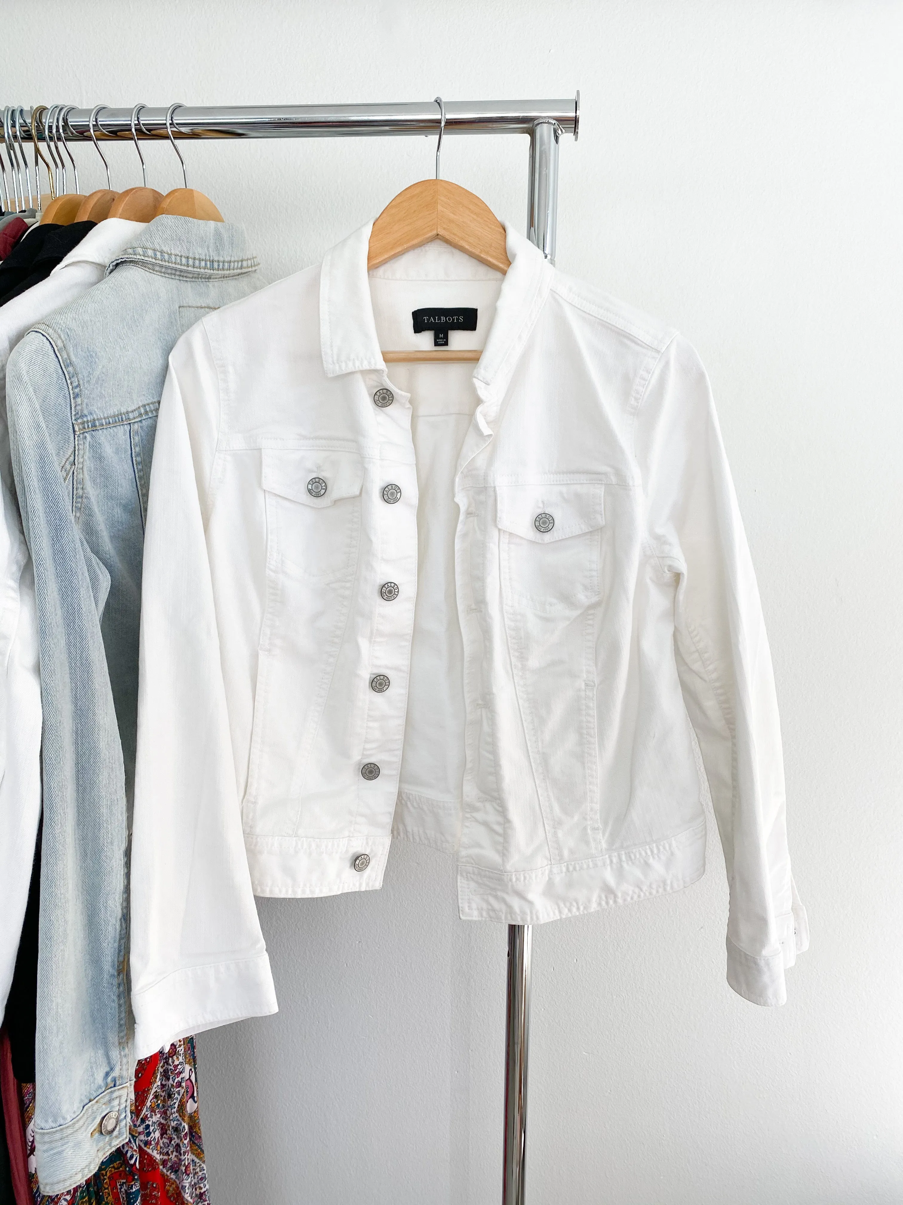 TALBOTS White Denim Jean Jacket size Medium