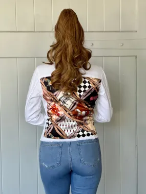 The White Denim Jacket / Designer Horse with Straps