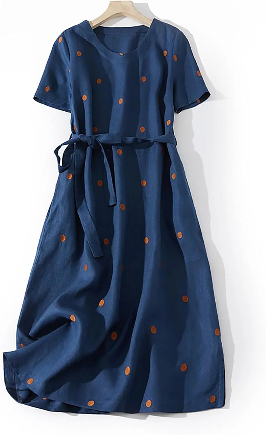 Vestidos Casuales para Mujer Women's Loose Fit Vintage Babydoll Dress Printed Cotton Linen Solid Gauze Dresses