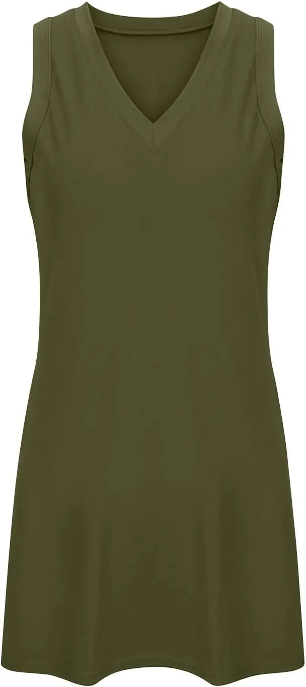 Vestidos Casuales para Mujer Women's Summer Midi Shirt Dresses 2025 Solid Color Casual Dress Sleeveless Midi Dress