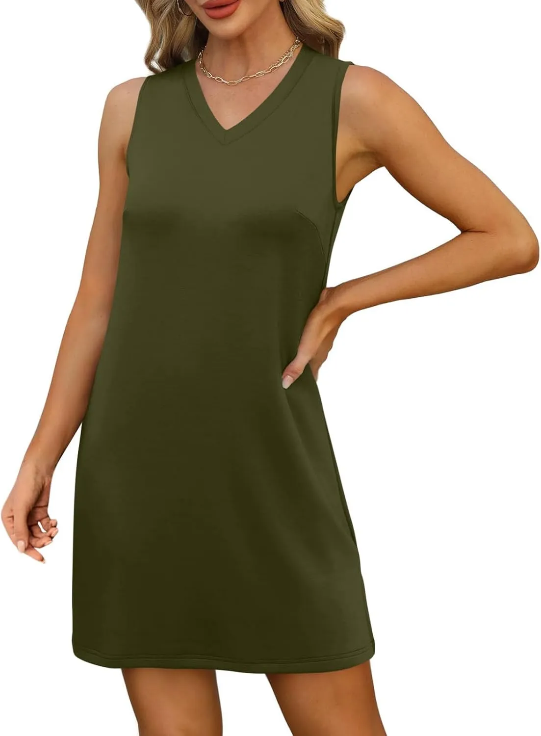Vestidos Casuales para Mujer Women's Summer Midi Shirt Dresses 2025 Solid Color Casual Dress Sleeveless Midi Dress