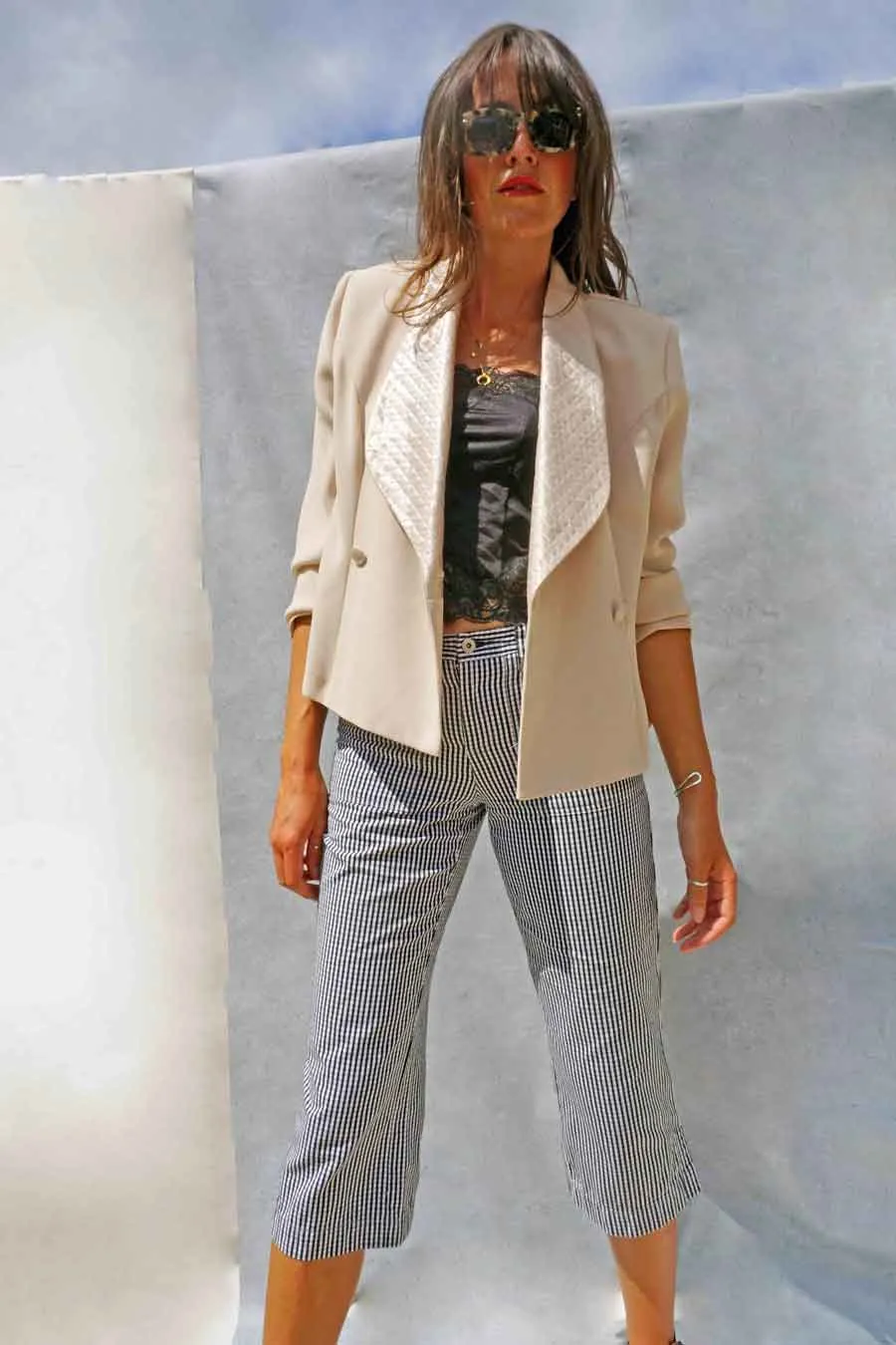 Vintage Joseph Ribkoff Cream Double-Breasted Blazer