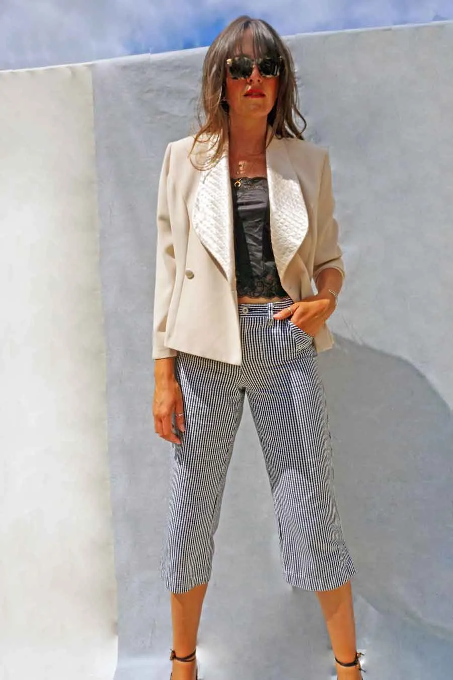 Vintage Joseph Ribkoff Cream Double-Breasted Blazer