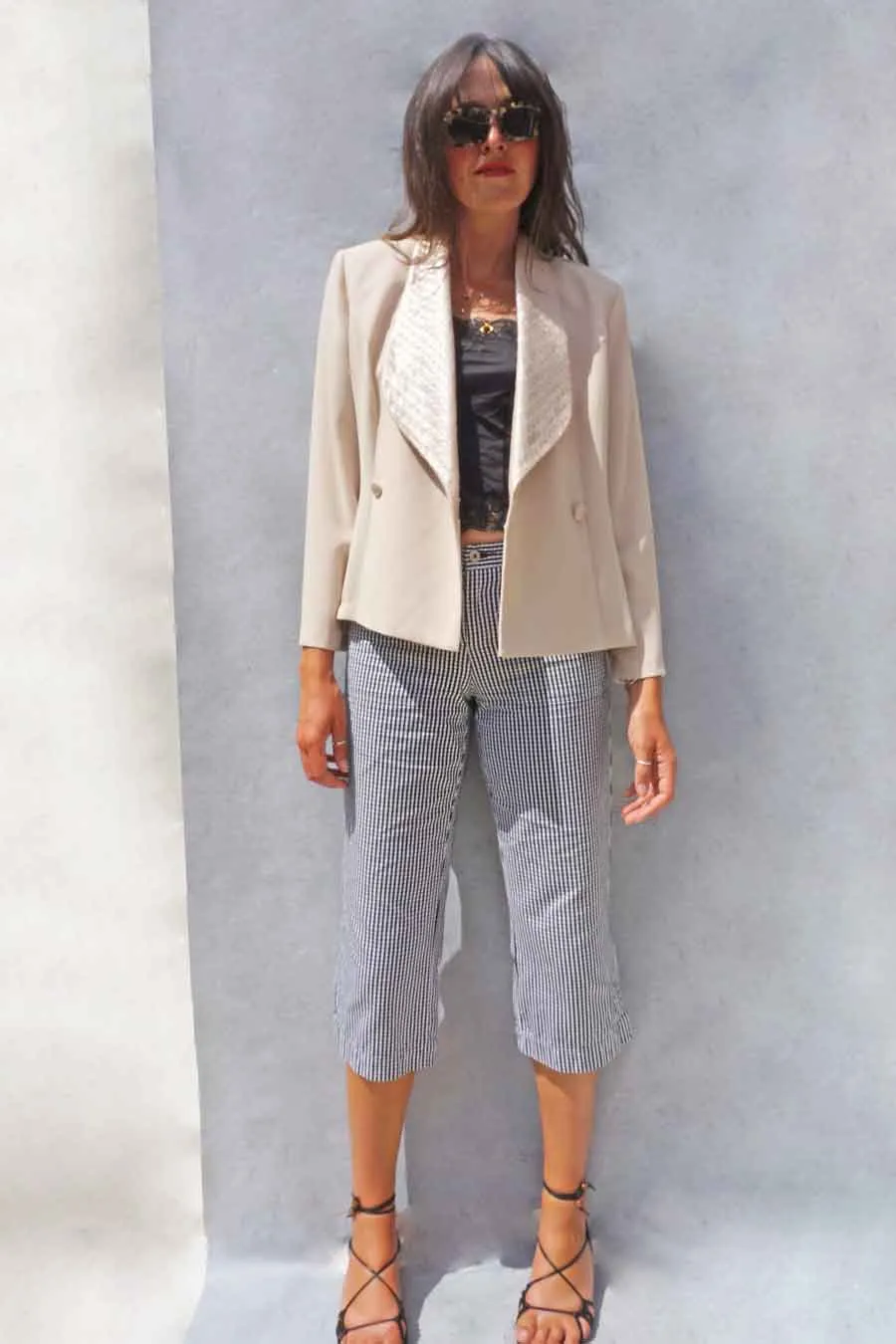 Vintage Joseph Ribkoff Cream Double-Breasted Blazer