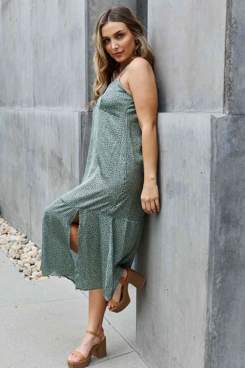 Women's Jade By Jane Wild Thing Full Size Satin Midi Slit Dress