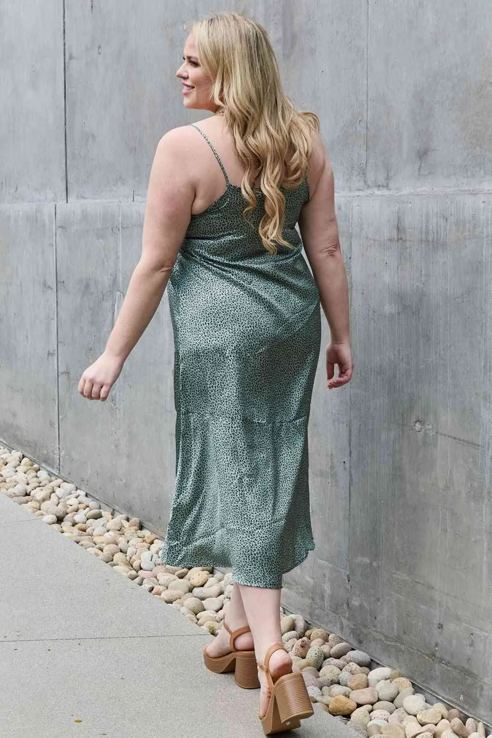 Women's Jade By Jane Wild Thing Full Size Satin Midi Slit Dress
