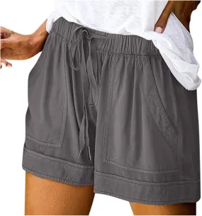 Womens Lounge Shorts Casual Drawstring Short Pants Summer Elastic Waist Casual Lightweight Shorts with Pockets