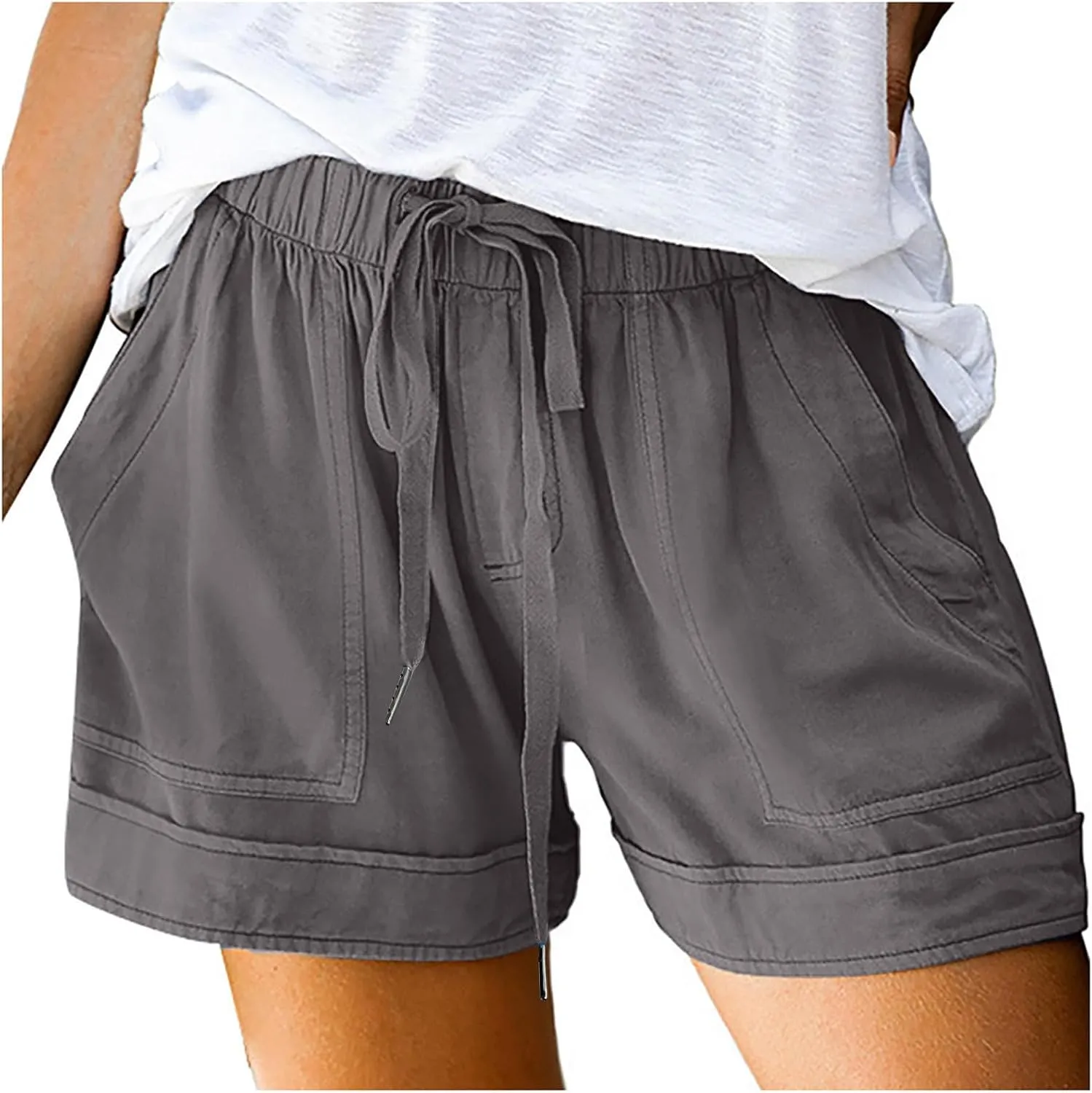 Womens Lounge Shorts Casual Drawstring Short Pants Summer Elastic Waist Casual Lightweight Shorts with Pockets