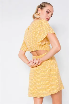 Yellow V-neck Open Back Mini Chic Sundress /4-2-1