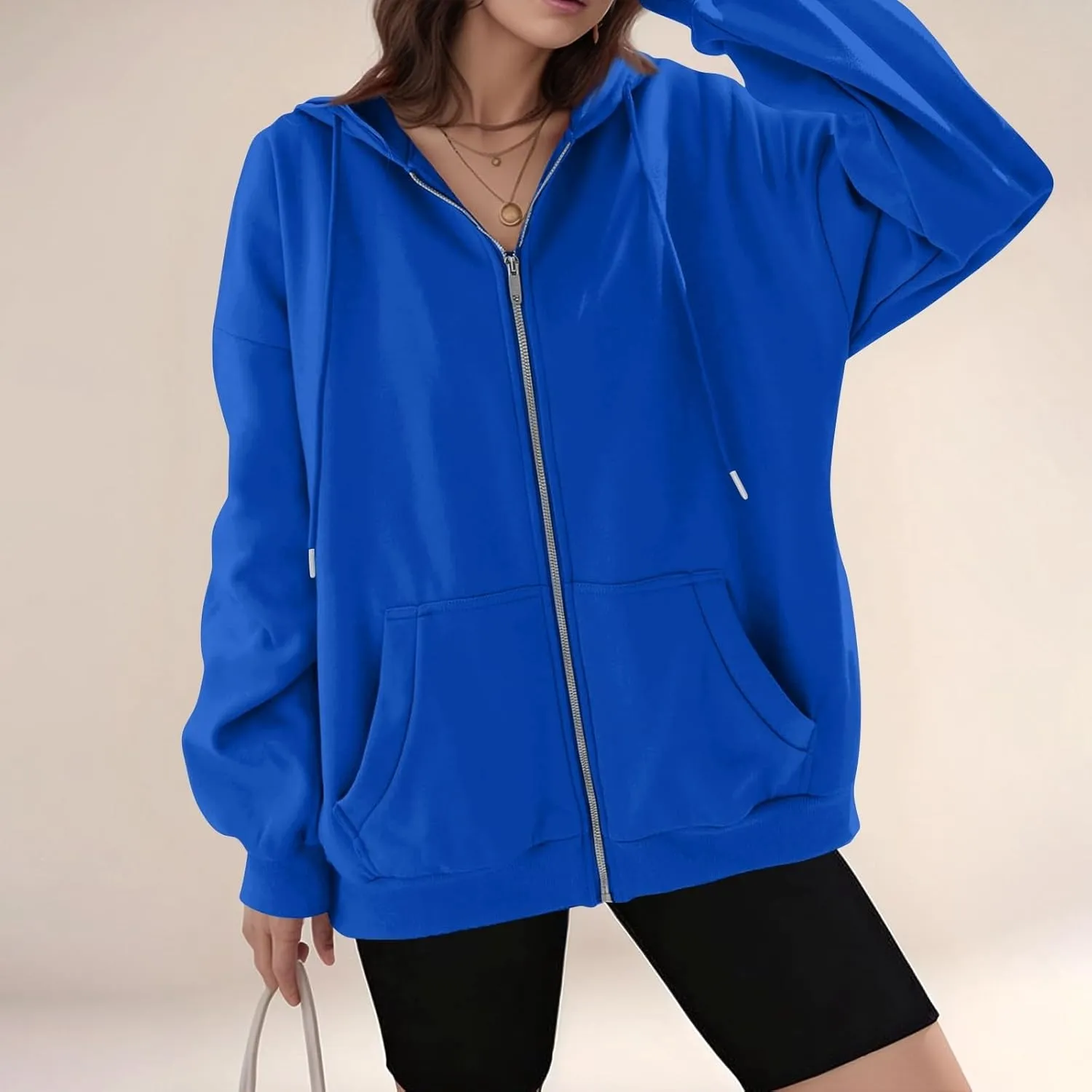 Zip Up Hoodie Women Comfy Oversized Hoodie Trendy Pocket Cute Hoodies Trendy Preppy Athletic Fleece Jacket Women