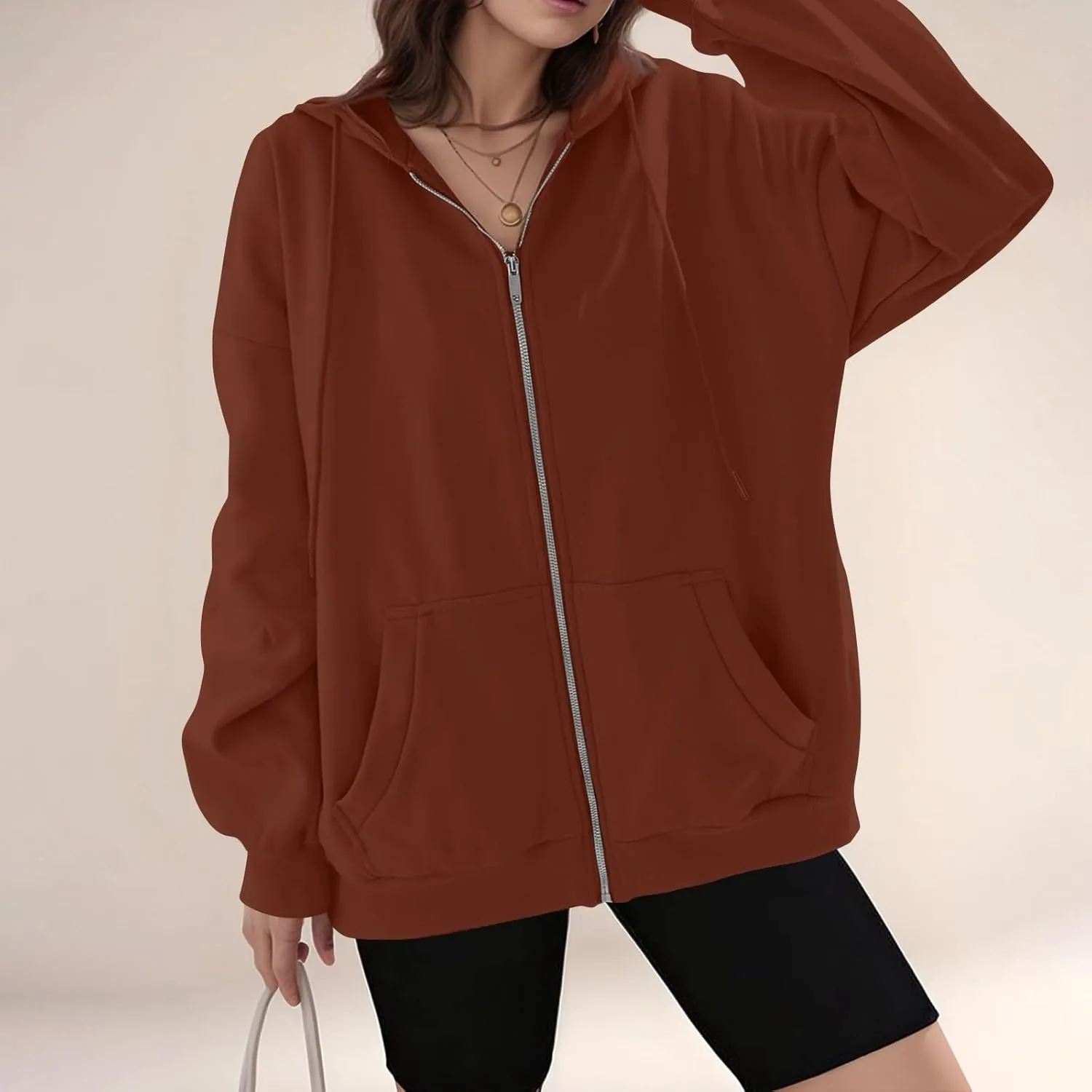 Zip Up Hoodie Women Comfy Oversized Hoodie Trendy Pocket Cute Hoodies Trendy Preppy Athletic Fleece Jacket Women